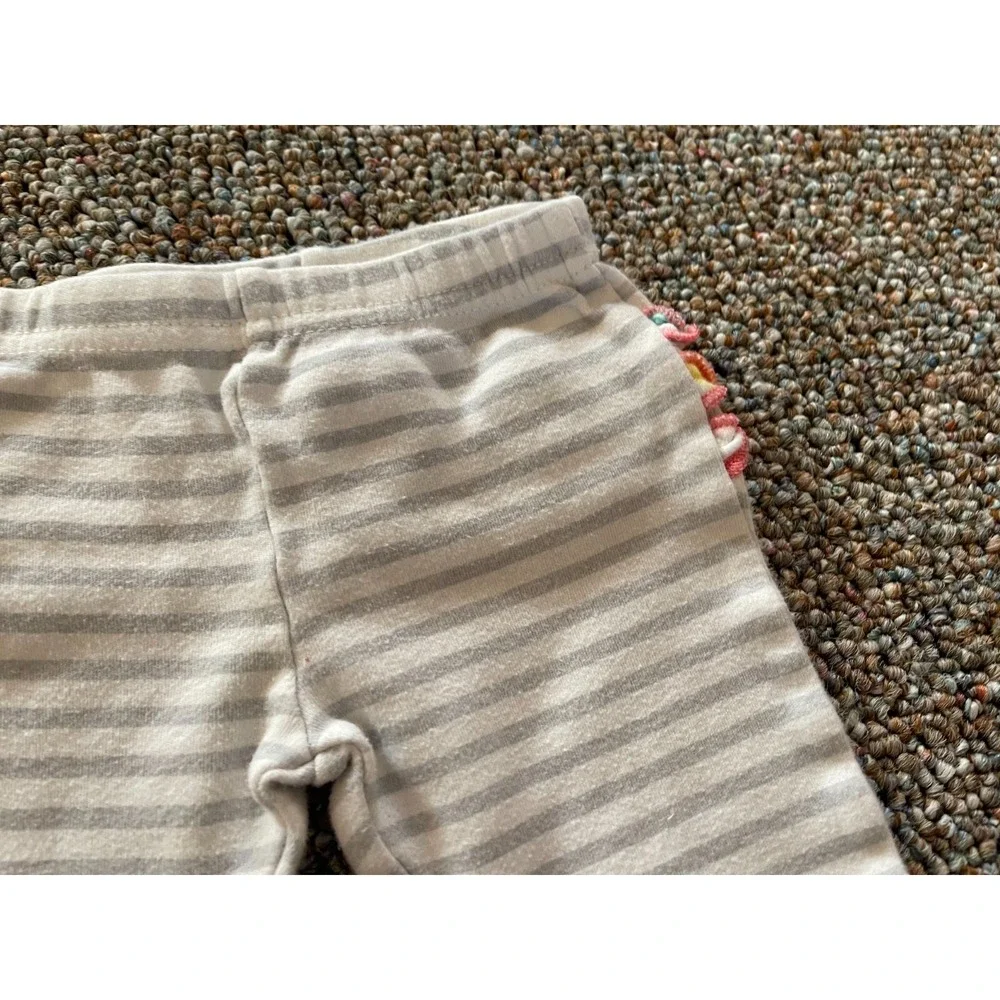 Baby Gear Girls Gray & White Striped Ruffle Leggings 3-6M
